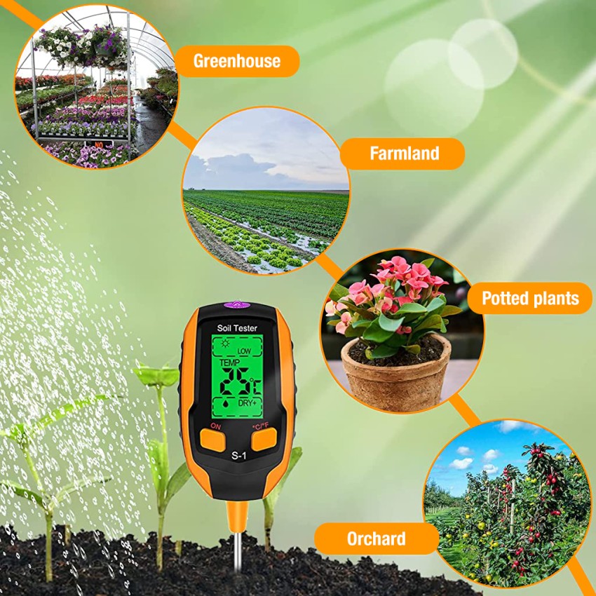 Zorbes 4-in-1 PH Meter, Agriculture Digital Plant Temperature/Soil