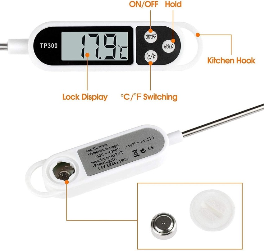 BBQ Kitchen Oil Thermometer Digital Food Thermometer Instant Read Meat Milk  Temperature Probe Oven Thermometer Cooking