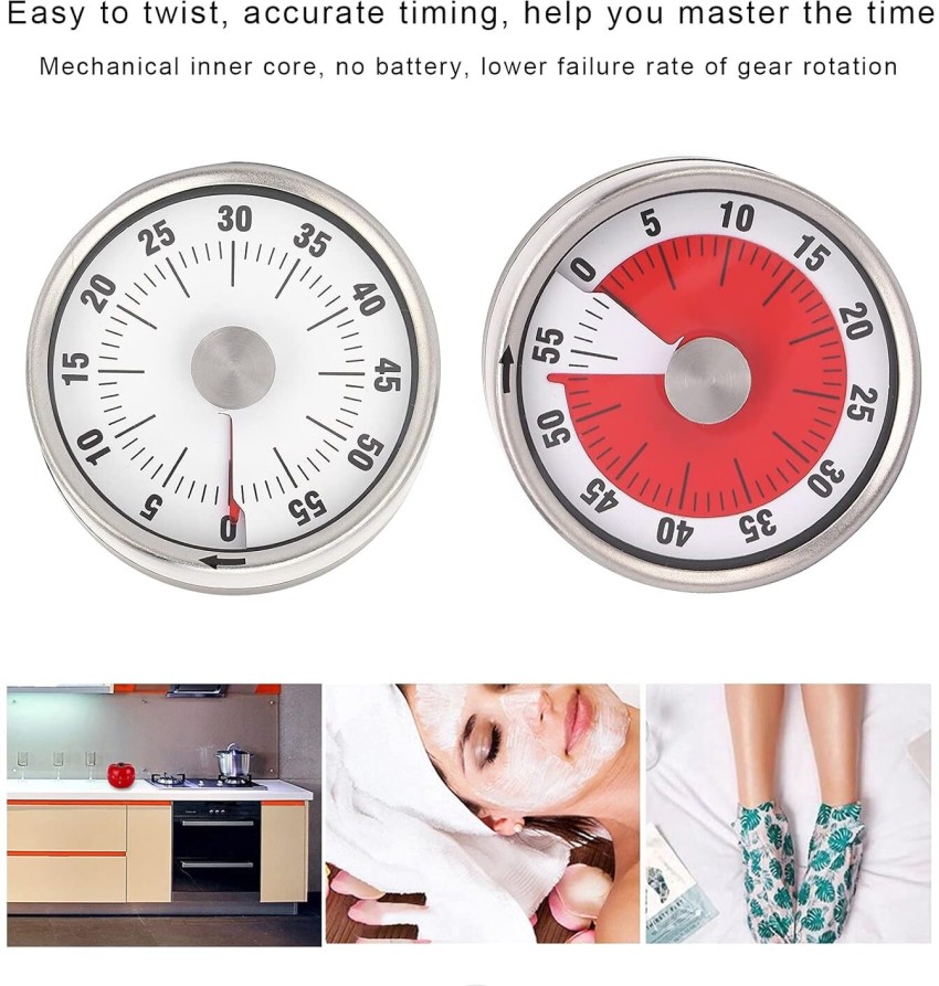 Round Mechanical Countdown Timer, Visual Timer, Kitchen Timer With