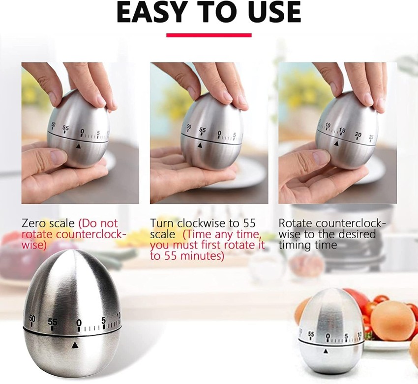 Kitchen Timer Manual, LEMEGO Stainless Steel Mechanical Rotating Visual  Countdown Egg Cooking Timer Alarm for Kitchen Baking Spo