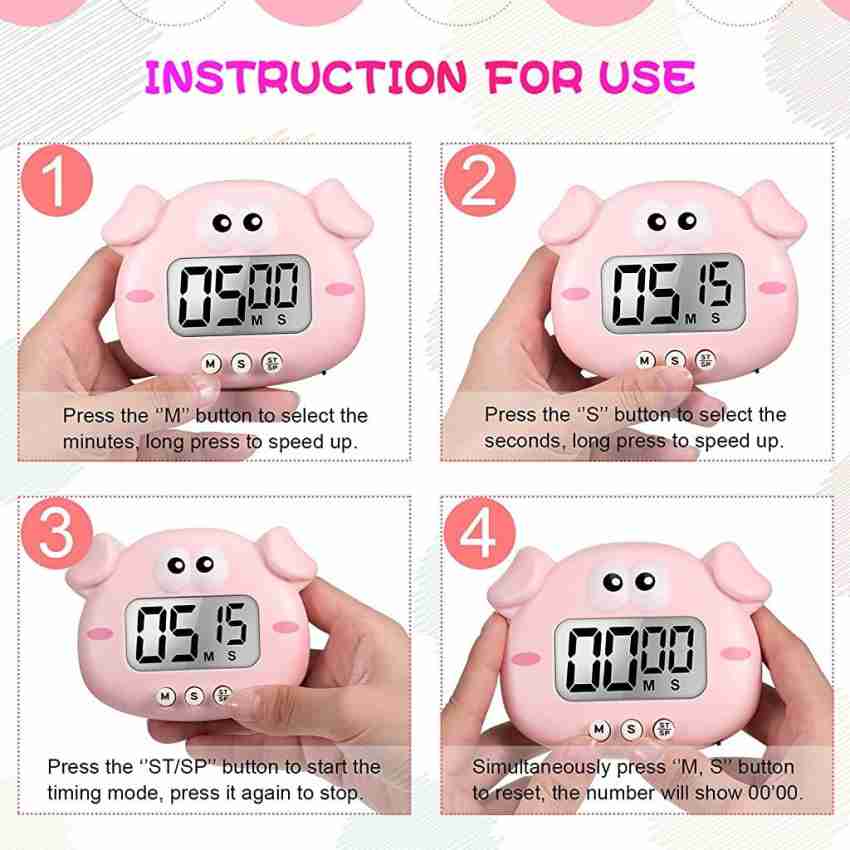 UnikArt Pink Digital Timer For Kids, Kitchen, Cooking, Classroom