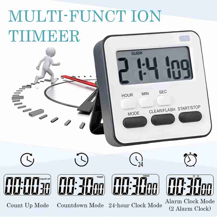 Digital Timer With 3 In 1 Clock/alarm Clock Function, Magnetic