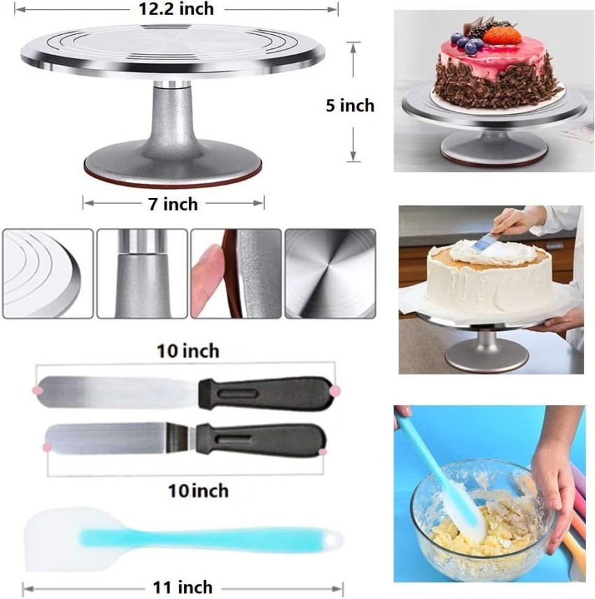 Cake Turn table/12pcs icing Tips/3 Icing Spatula/3 Icing Smoother/1 spatula  set