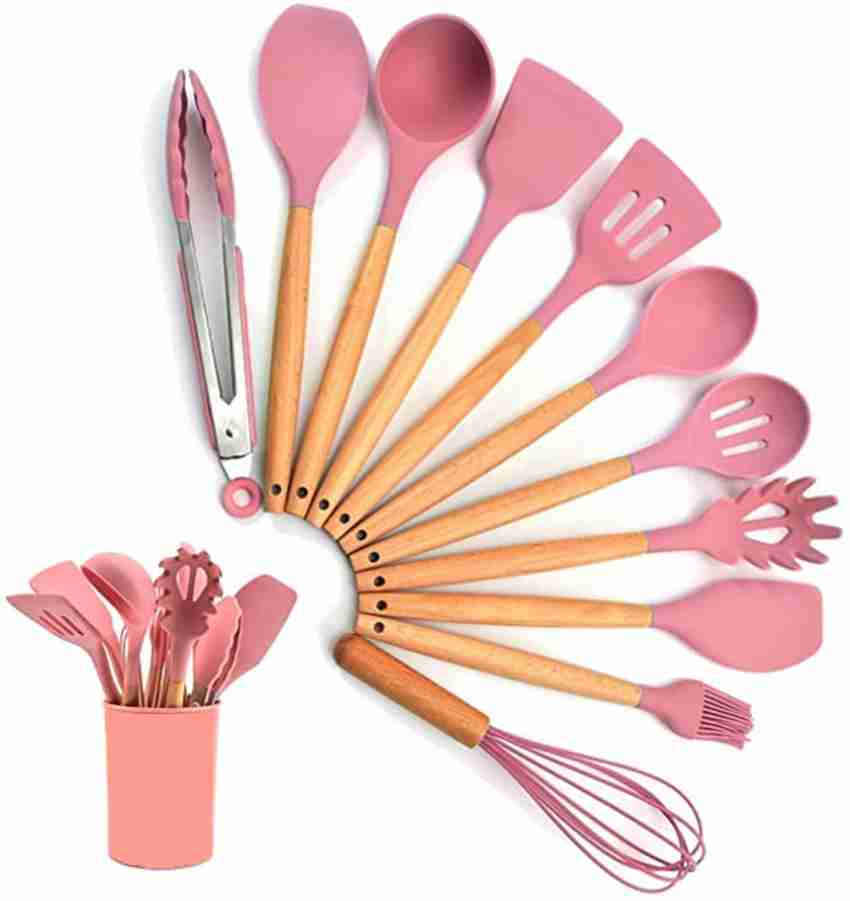 Unique Bargains 4pcs Kitchen Cooking Silicone Spatula Set Heat Resistant  Scraper Mixing Baking Utensils Pink 