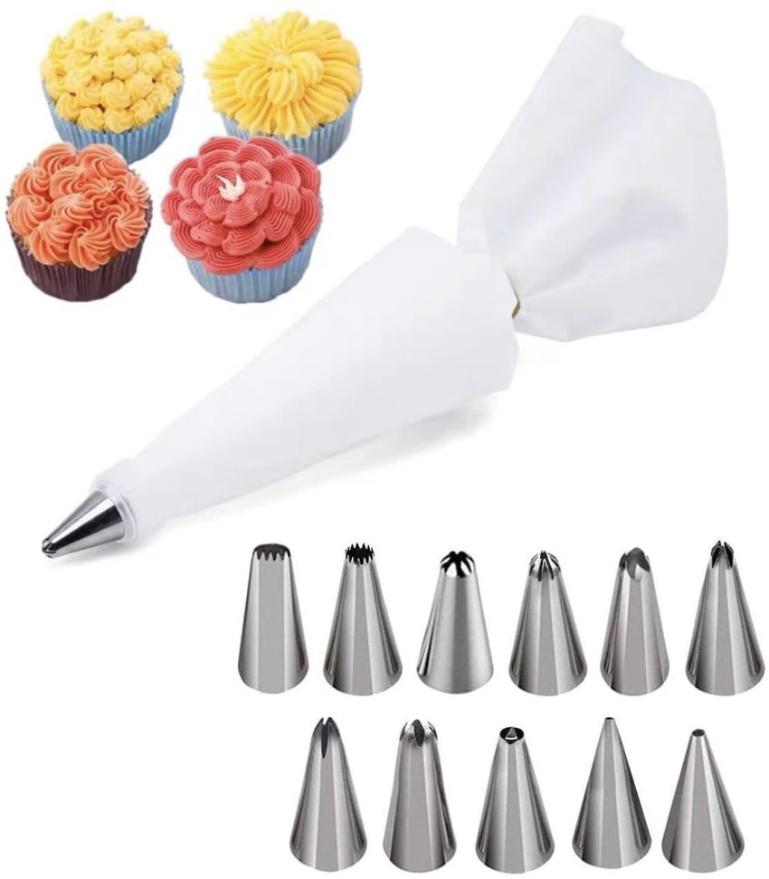 Cake Decorating Icing Nozzle Kit with Reusable Plastic Couplers Piping  Nozzle Set 8 ( GRASS , ROSE, LEAF(