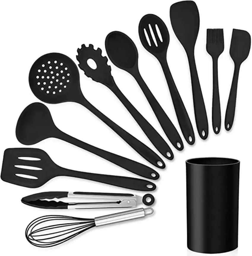 Silicone Cooking Utensil Set,Kitchen Utensils 17 Pcs Cooking Utensils  Set,Non-stick Heat Resistant Silicone,Cookware with Stainless Steel Handle  - Grey Gray 