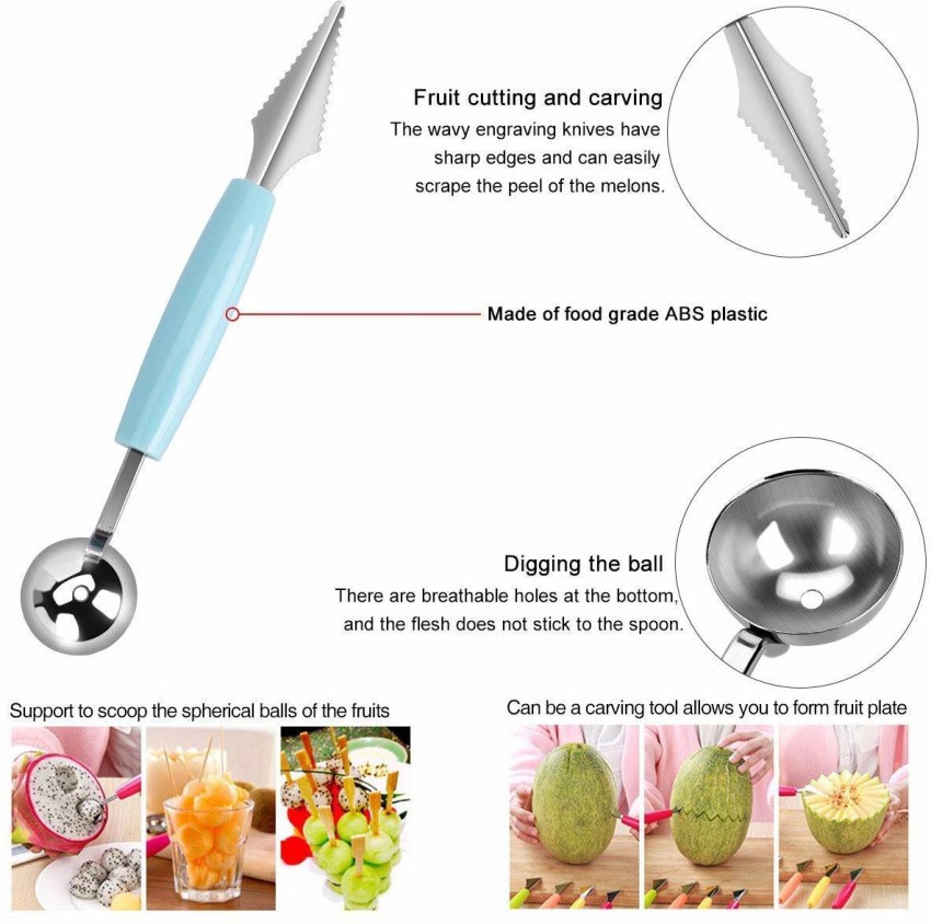 17 Pack Melon Baller Scoop Set - 4 in 1 Stainless Steel Fruit Tool Set  Fruit Scooper Seed Remover with Fruit Vegetable Cutter Shapes Set Fruit  Peeler