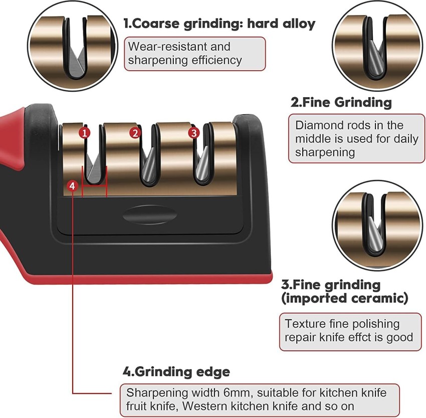 ZURU BUNCH 3 Stage Manual Professional Knife Sharpener for Kitchen, Camping  & Hiking, Steel Knife Sharpening Steel Price in India - Buy ZURU BUNCH 3  Stage Manual Professional Knife Sharpener for Kitchen