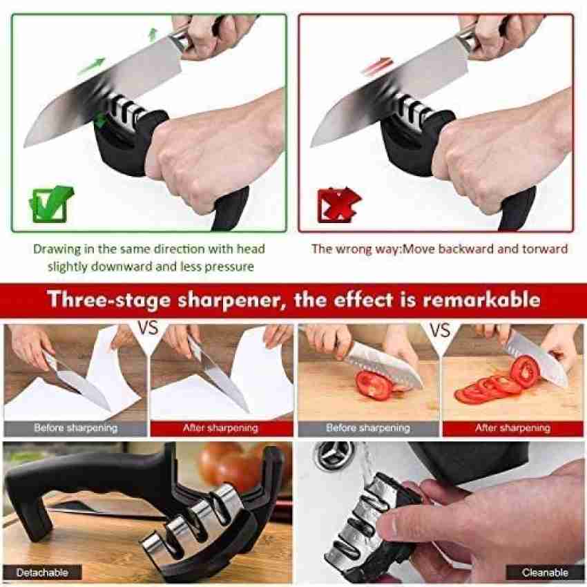 1pc Knife Sharpener 3/4 Stage Knife Sharpening Tool for Dull Steel, Paring,  Chefs and Pocket Knives to Repair, Restore and Polish Blades