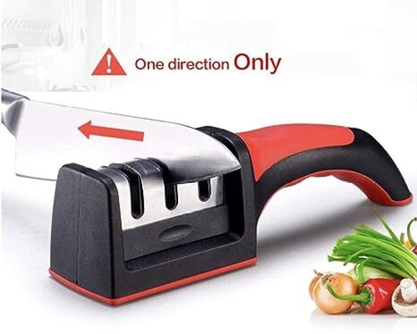 Knife Sharpeners for Kitchen Knives- Stainless Steel 4 in1 Kitchen Knife Sharpener - Ergonomic and Easy to Use Knife Sharpening Kit with 4 Stage