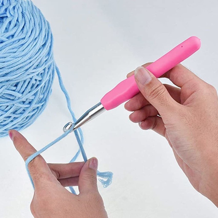 8pcs Plastic Handle Alumina Crochet Hooks Knitting Needles Set
