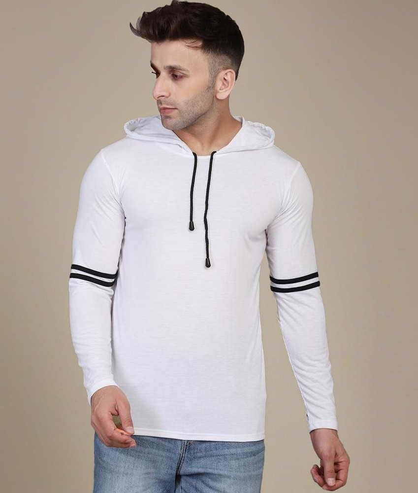 HIGHLANCETSHIRT Solid Men Hooded Neck White T Shirt