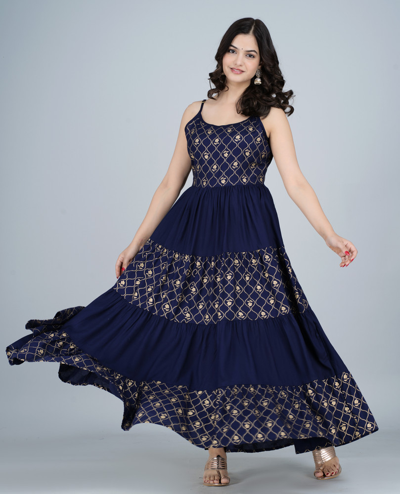 Styleskurti Women Gown Dark Blue Dress - Buy Styleskurti Women ...