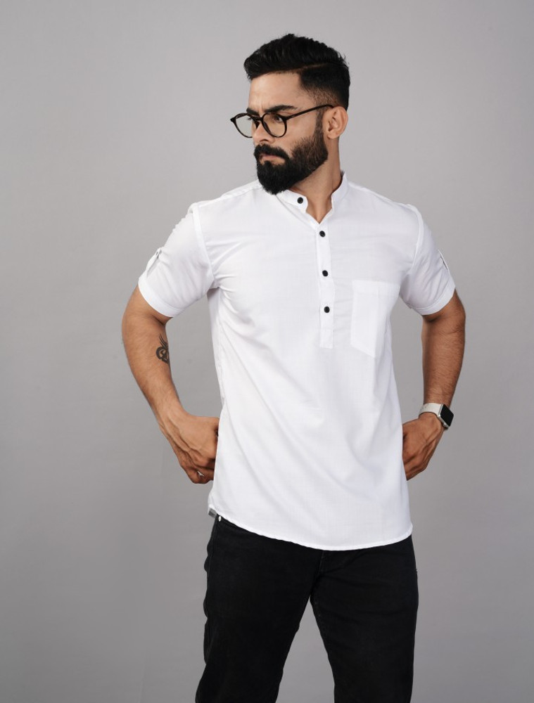 indo terrain Men Solid Straight Kurta Buy indo terrain Men Solid