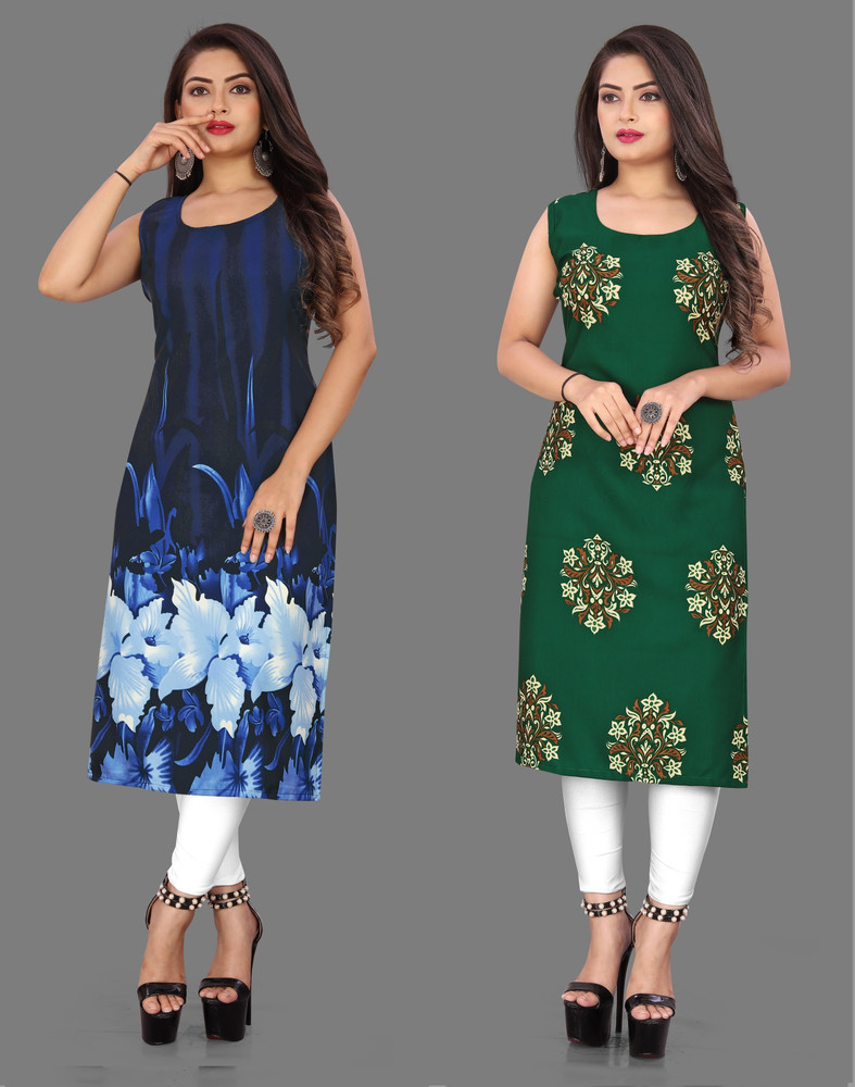 Buy Rain and Rainbow Green Floral Print Cotton Kurta for Womens Online   Tata CLiQ