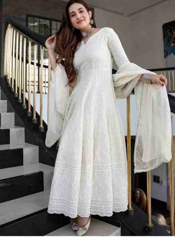 Chikan hotsell anarkali dress