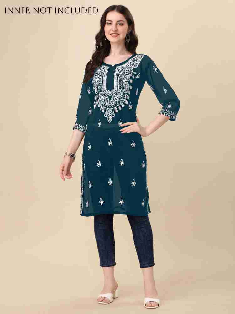 FabFairy Women Chikan Embroidery A line Kurta Buy FabFairy Women Chikan Embroidery A line Kurta Online at Best Prices in India Flipkart