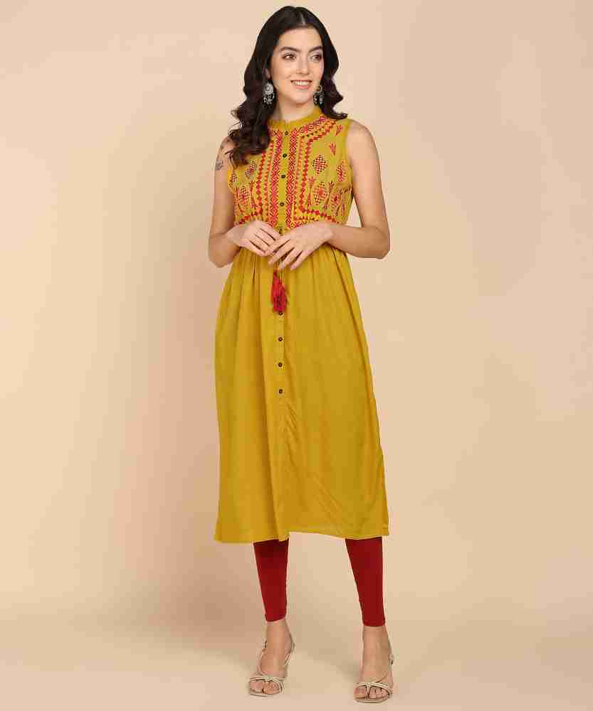 VAHSON Women Chikan Embroidery, Embroidered A-line Kurta - Buy