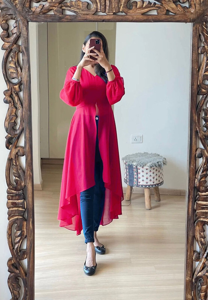 Black long kurti with jeans best sale