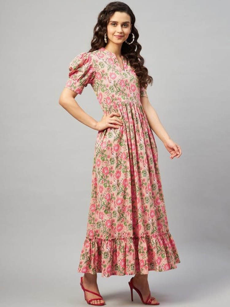 19+ Peach Long Dress With Sleeves