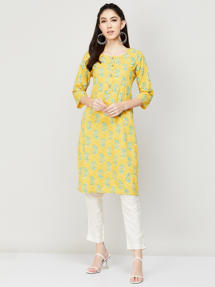 Melange by Lifestyle Women Teal  Gold Toned Printed Kurti with Sharara   With Dupatta  Absolutely Desi