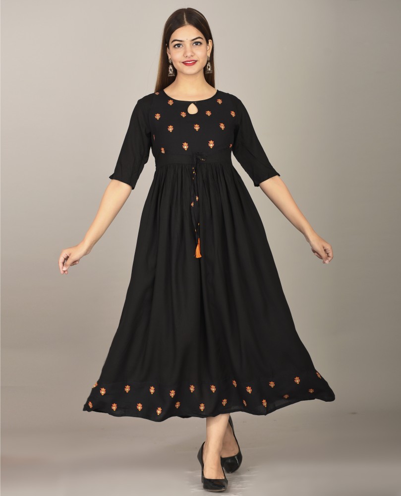 METRO-FASHION Women Ethnic Dress Black Dress - Buy METRO-FASHION Women Ethnic  Dress Black Dress Online at Best Prices in India