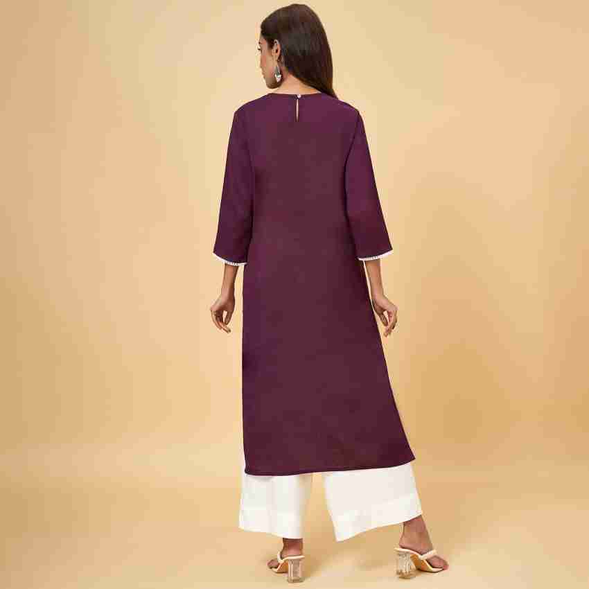 Rangmanch by Pantaloons Women Embroidered Straight Kurta - Buy