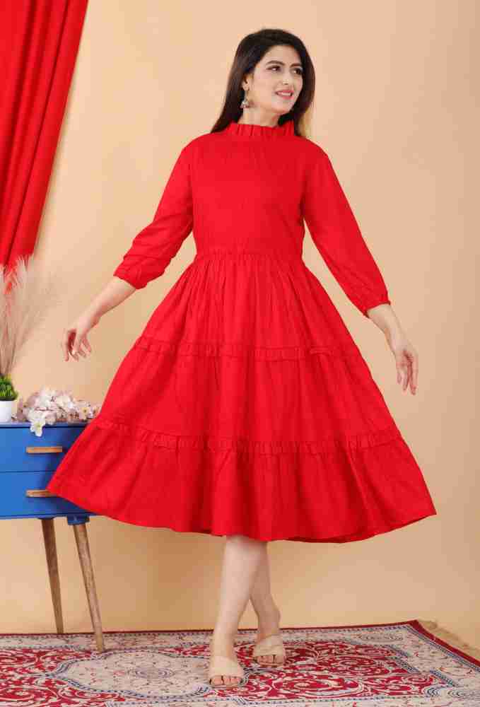 Red colour hot sale frock