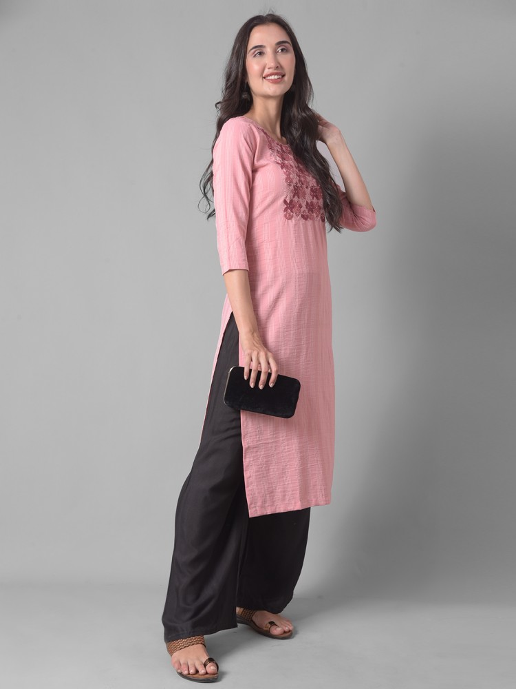 Dollar Missy Women Self Design Straight Kurta - Buy Dollar Missy