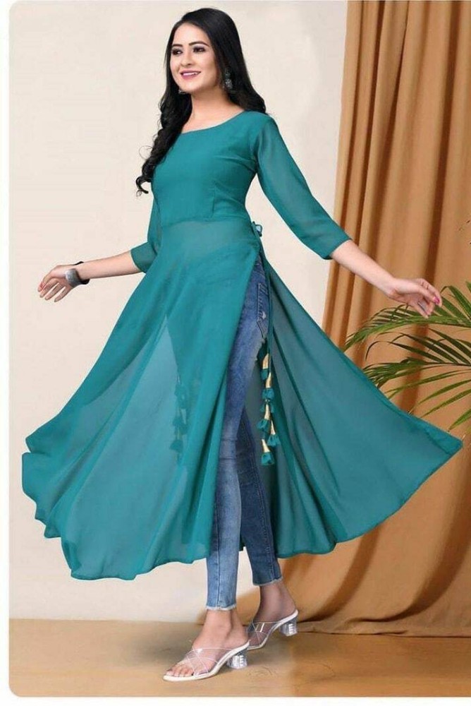 Blue jay Women Solid Flared Kurta - Buy Blue jay Women Solid Flared Kurta  Online at Best Prices in India