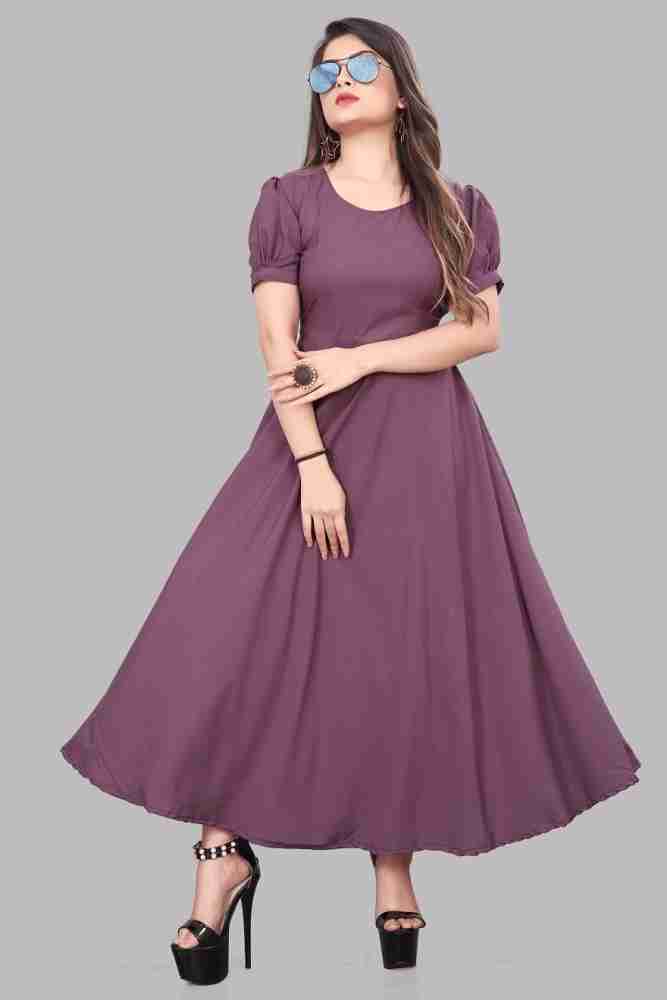 Krishti Creation Women A line Purple Dress Buy Krishti Creation Women A line Purple Dress Online at Best Prices in India Flipkart