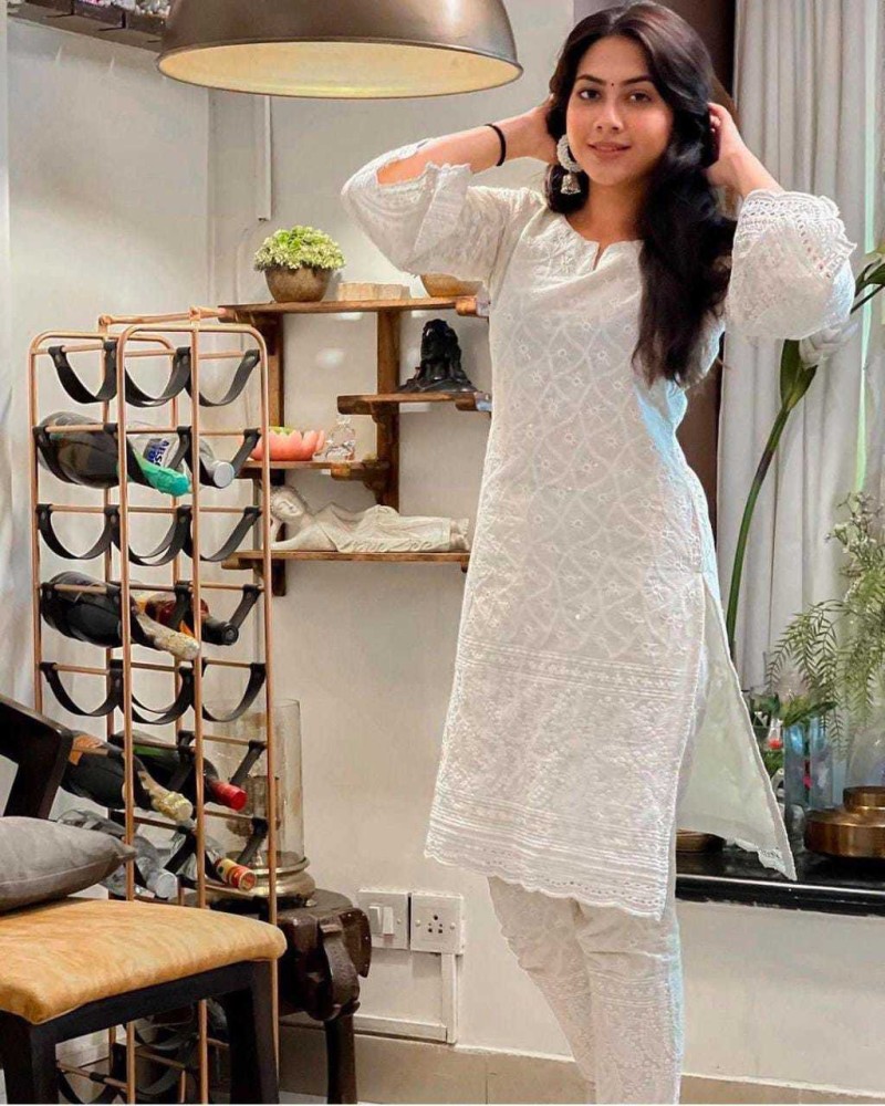 Flipkart white kurti best sale