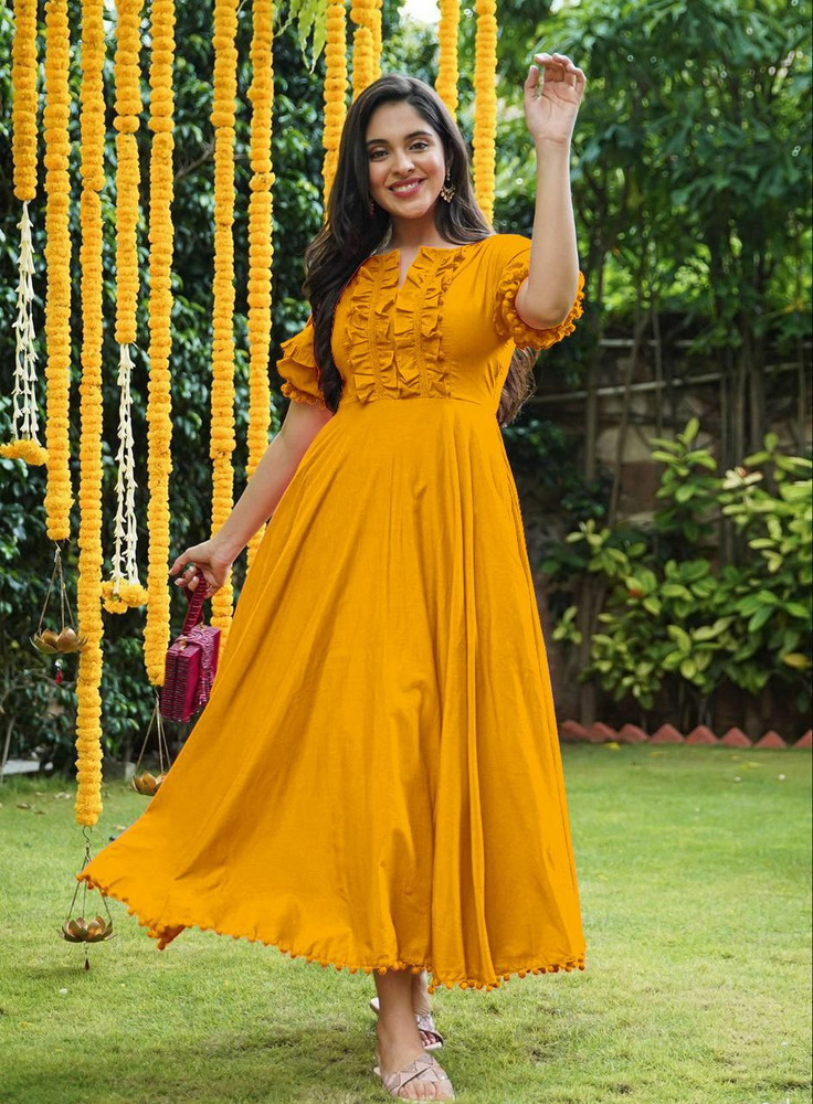 Yellow kurta design for girl discount
