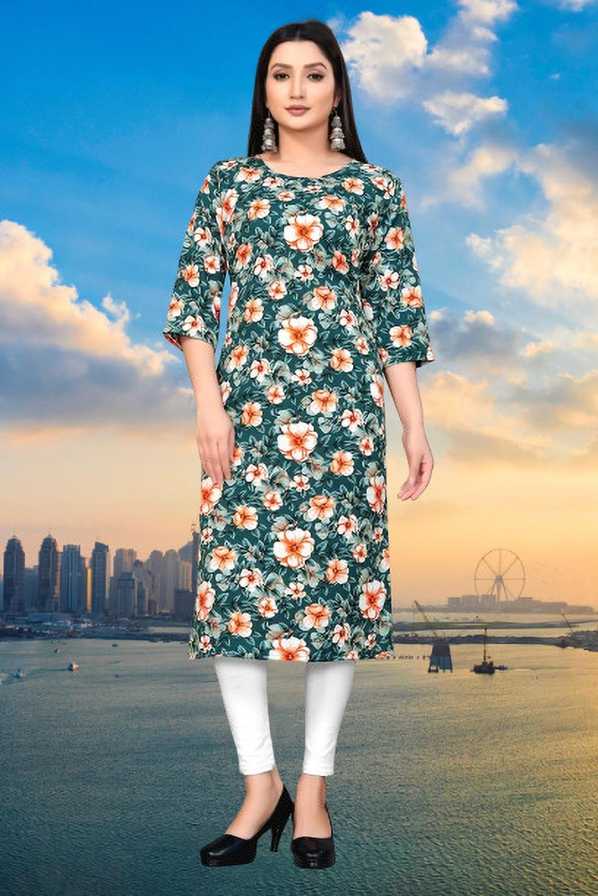 Women printed straight kurta cheap