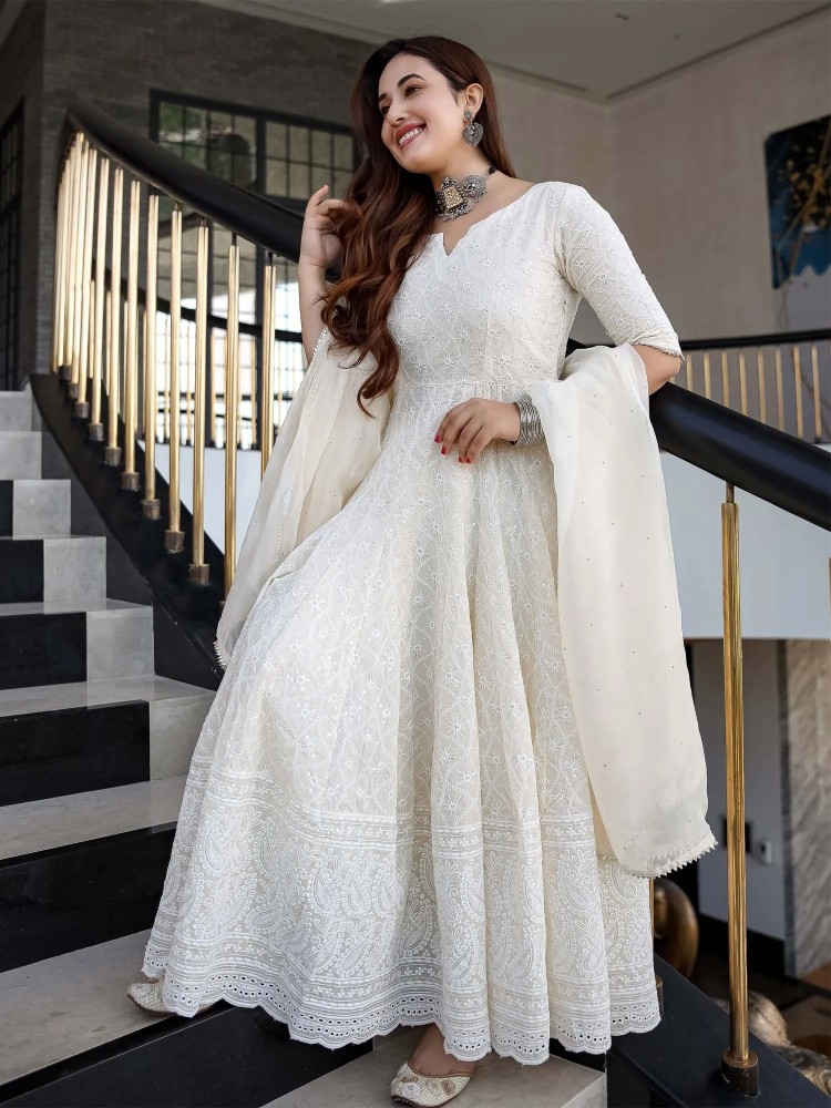 Embroidered Cotton Ladies Lurex 3 Piece Suit, Anarkali at Rs 995 in Jaipur