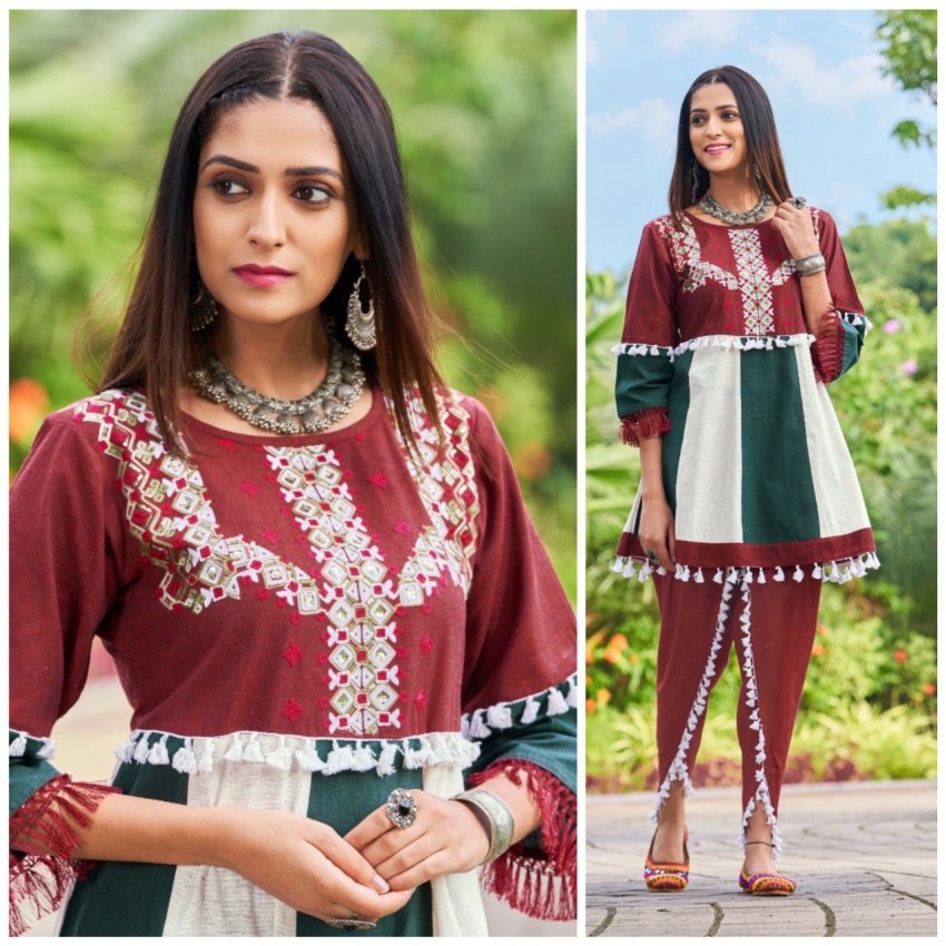 Elegant Navratri Kurti for Women: Pure Cotton with Embroidery