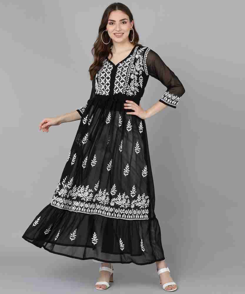 VAHSON Women Self Design, Chikan Embroidery, Embroidered Anarkali Kurta -  Buy VAHSON Women Self Design, Chikan Embroidery, Embroidered Anarkali Kurta  Online at Best Prices in India