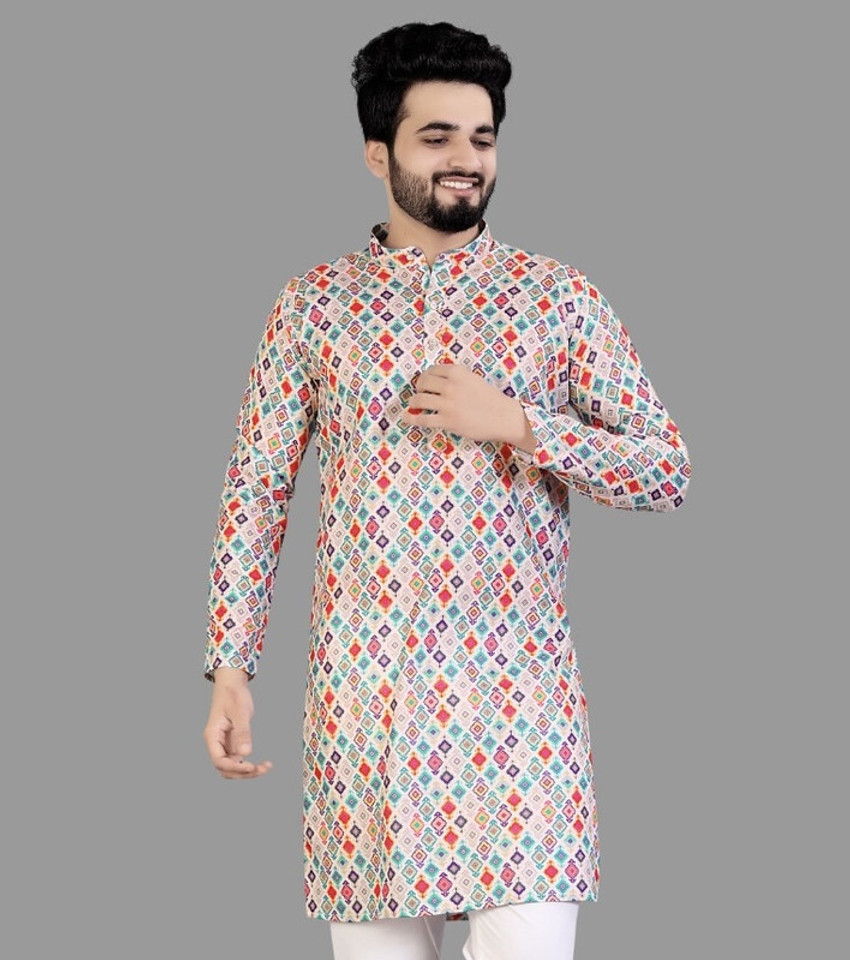 trueoath Men Printed Straight Kurta