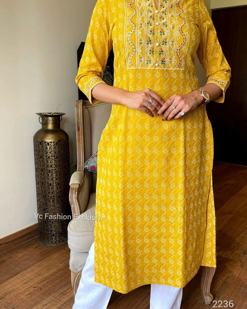 Yellow Stone Women Embroidered A-line Kurta - Buy Yellow Stone Women  Embroidered A-line Kurta Online at Best Prices in India | Flipkart.com