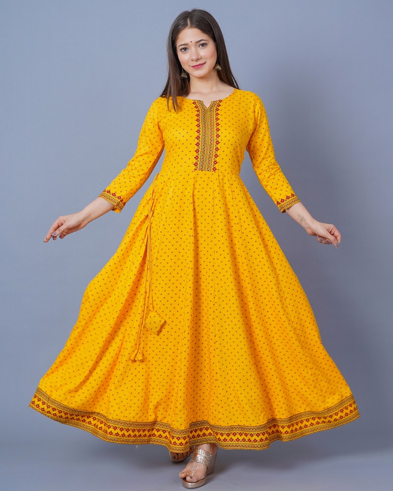 LIBAS Women Printed Anarkali Kurta - Buy Yellow LIBAS Women Printed  Anarkali Kurta Online at Best Prices in India | Flipkart.com | Cotton kurti  designs, Designer kurtis online, Anarkali kurta