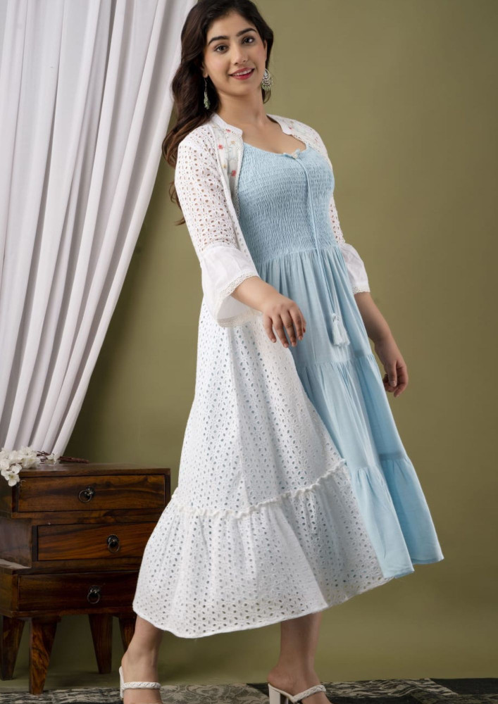Pale blue and white dress new arrivals