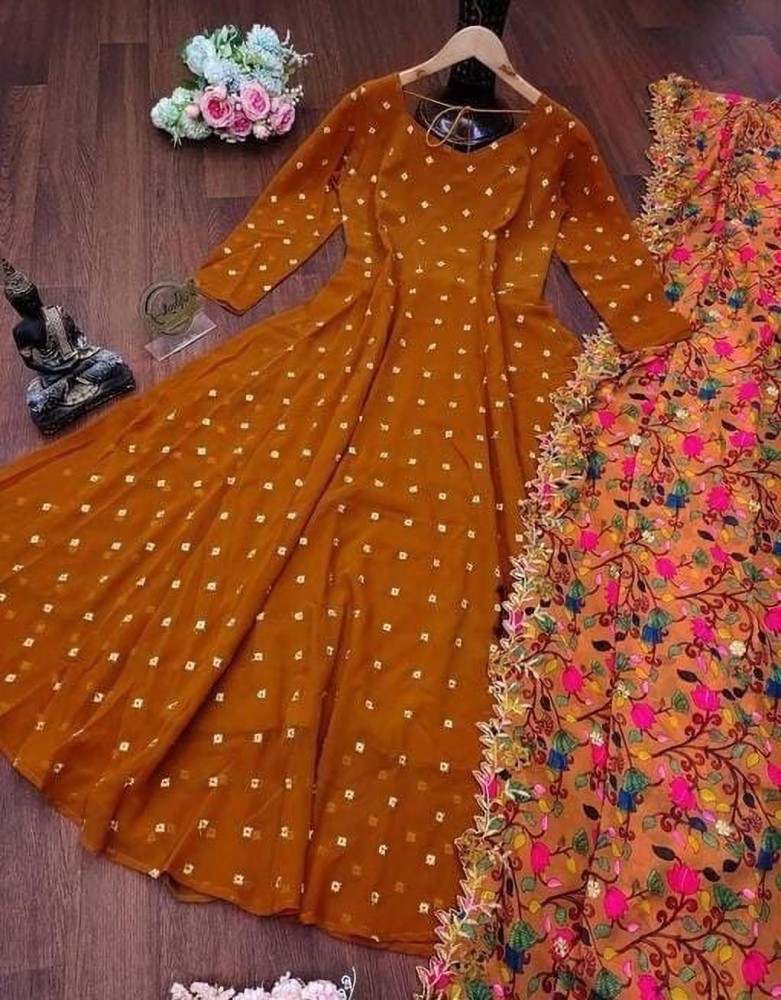 OM FASHION STORES Women Aline Orange Dress  Buy OM FASHION STORES Women  Aline Orange Dress Online at Best Prices in India  Flipkartcom