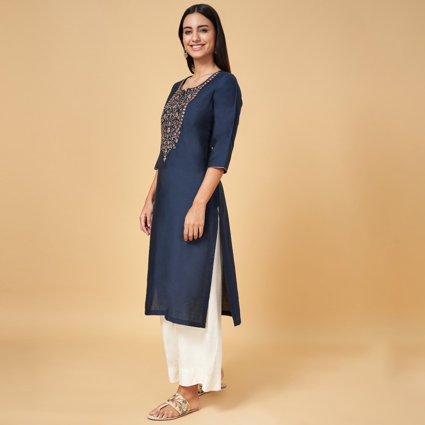 Rangmanch by Pantaloons Women Embroidered Straight Kurta - Buy Rangmanch by  Pantaloons Women Embroidered Straight Kurta Online at Best Prices in India