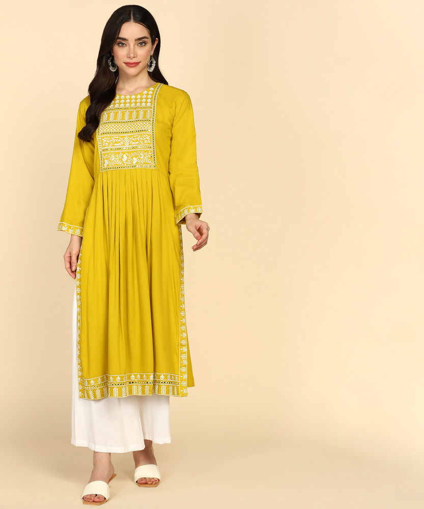 JNK18 Women Embroidered A line Kurta Buy JNK18 Women Embroidered