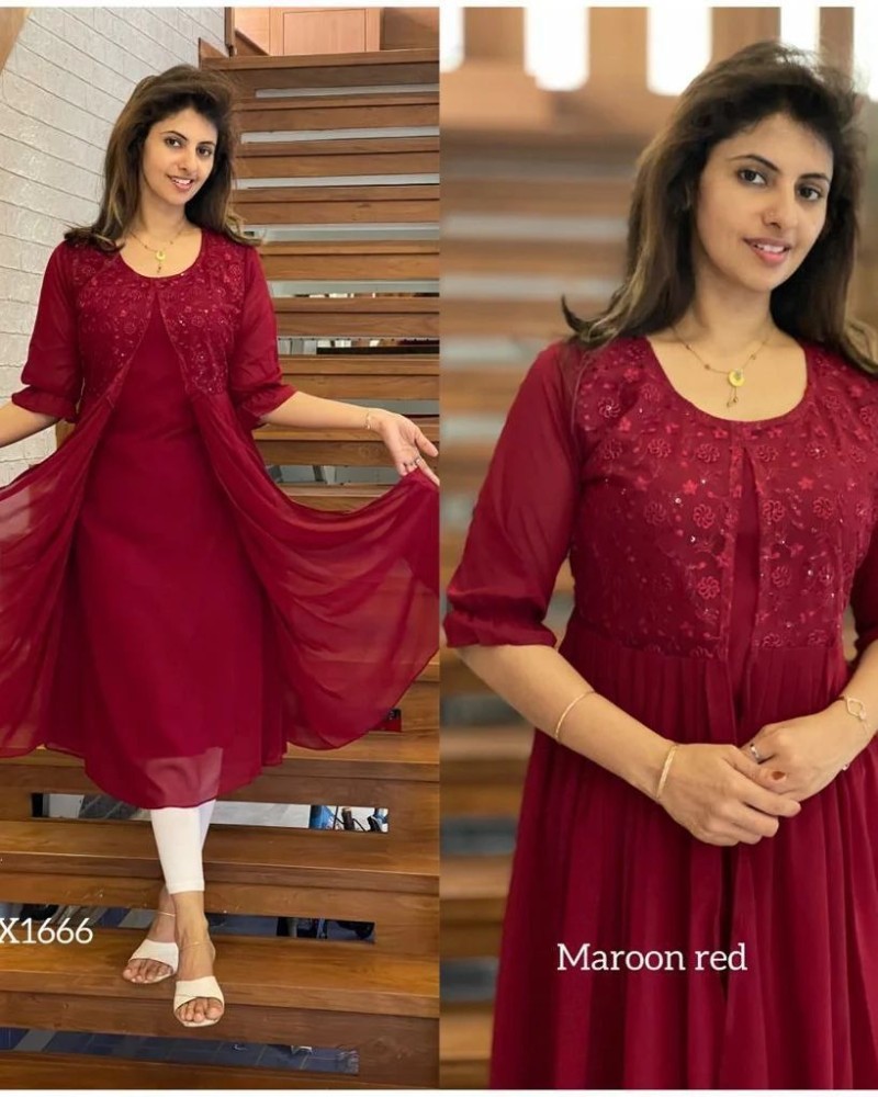 VISWAMUNGI Women A line Maroon Dress Buy VISWAMUNGI Women A line Maroon Dress Online at Best Prices in India Flipkart