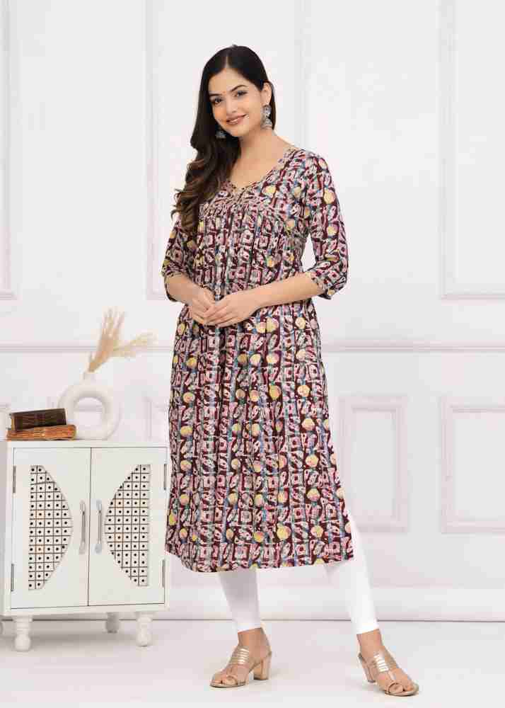 Rayon flared kurtis shop