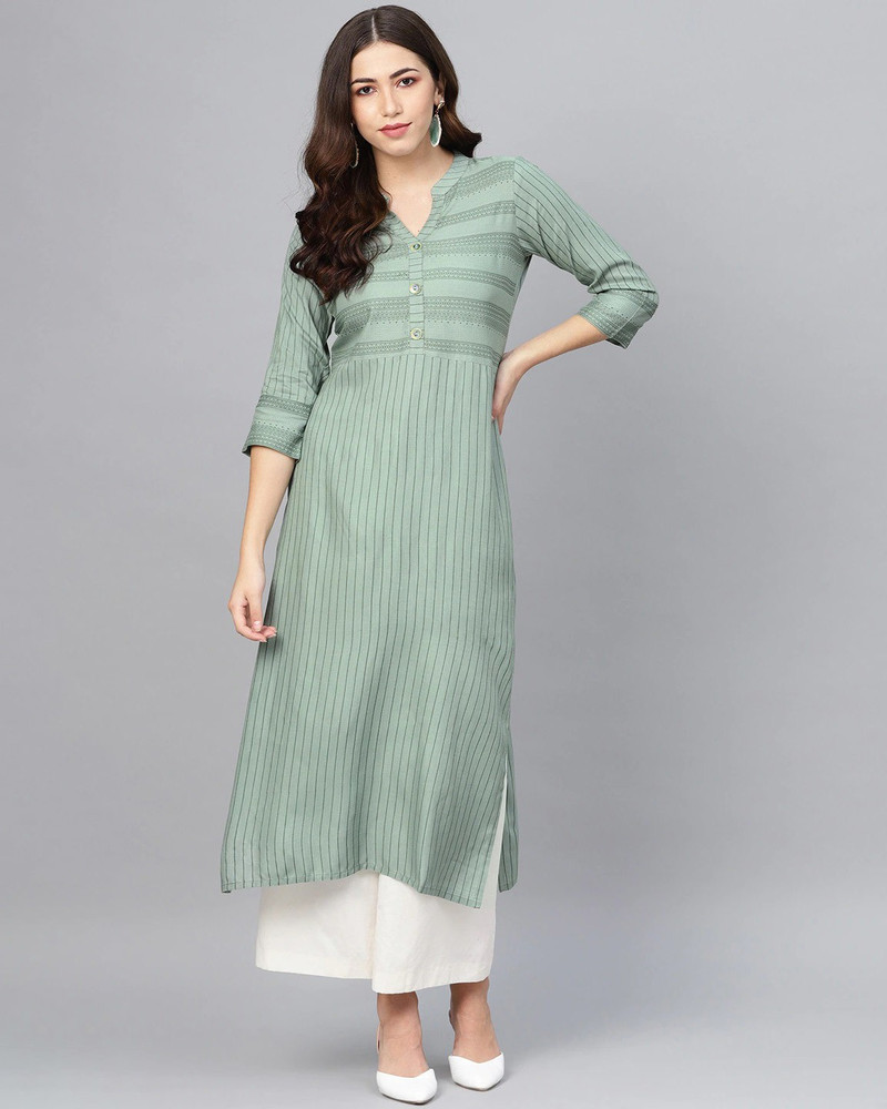 MEERANSHI LIVING Women Striped Straight Kurta