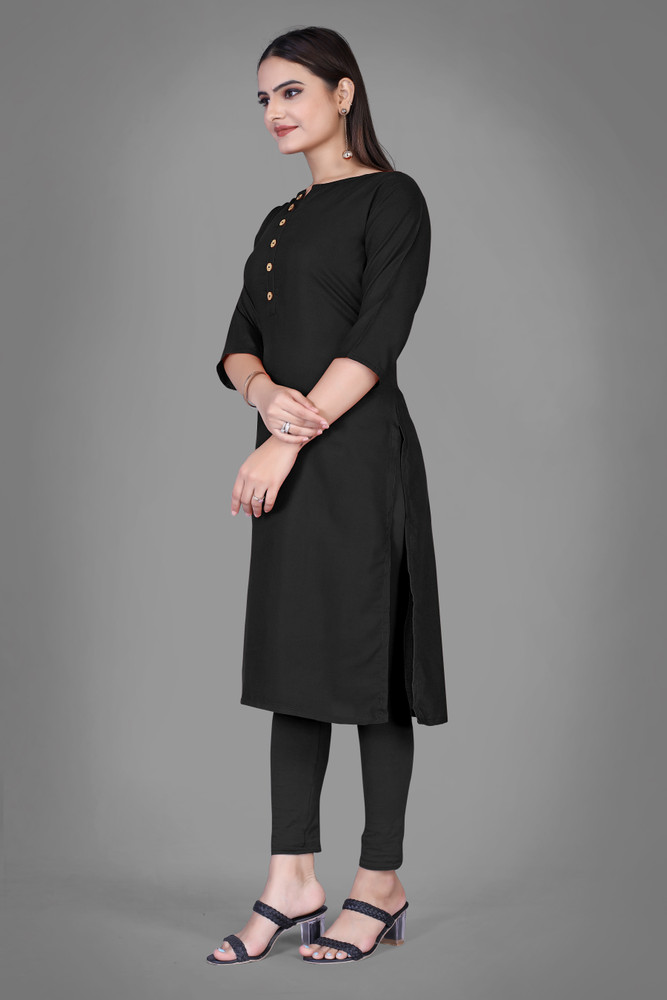 Georgete Ladies Black Kurti Pant Set, Machine Wash, 170GSM