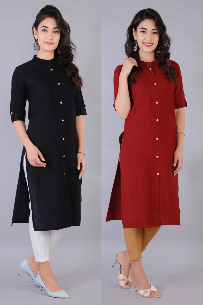 Rimeline Straight Premium Cotton Kurti Combo/Pack of 2 Kurtis for