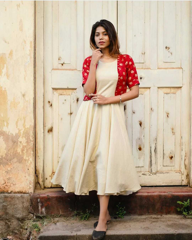 khodal Women Ethnic Dress Red White Dress Buy khodal Women